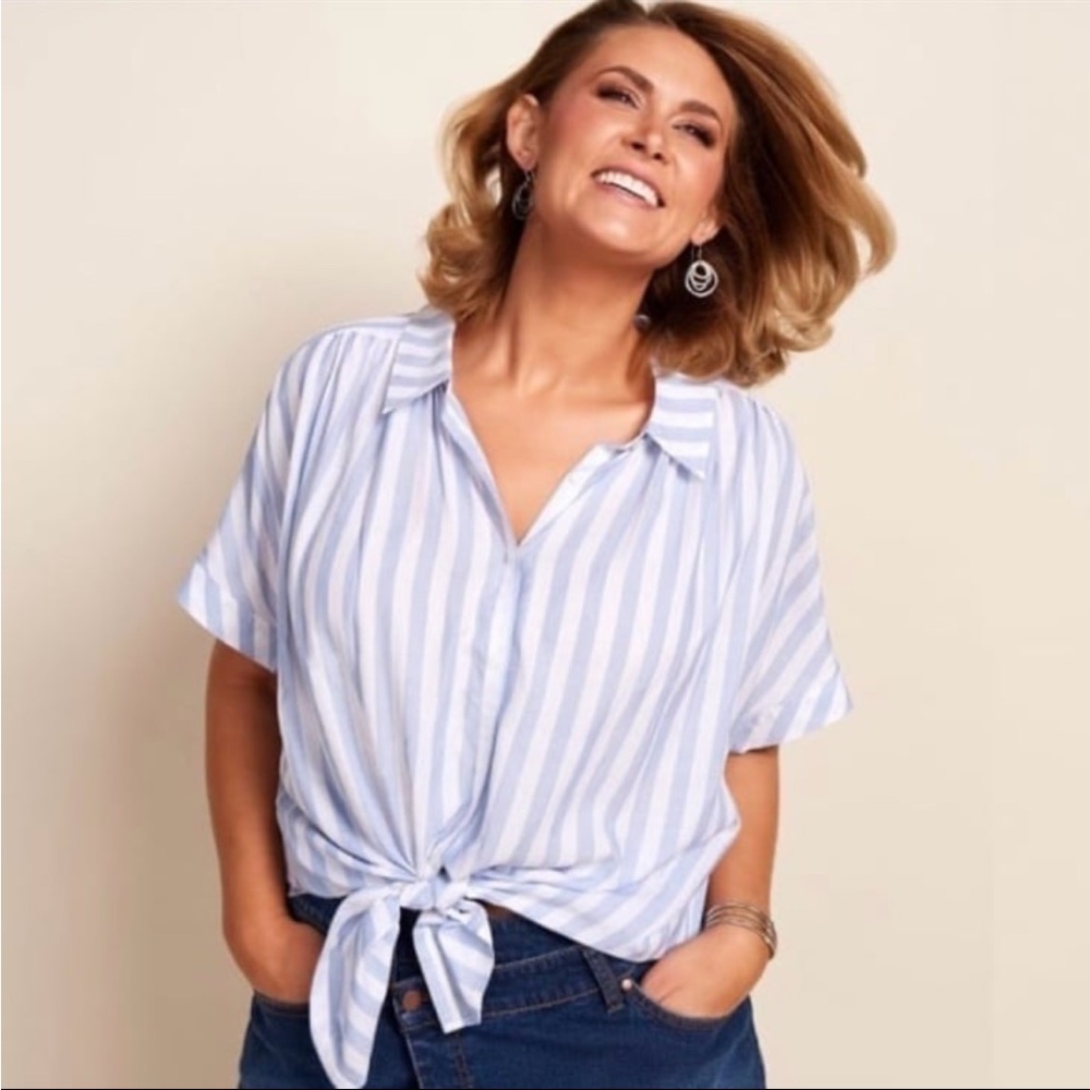 Striped Blue and White Women's Top